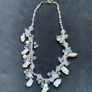 Elegant Crystal and White Shell Necklace